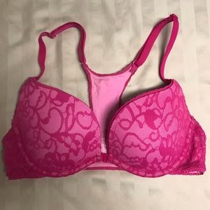 Pink lace bra